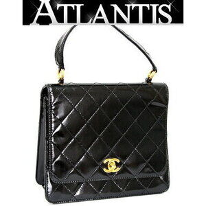 Chanel Matelasse Coco Mark Flap Handbag Patent Vernis Leather Black